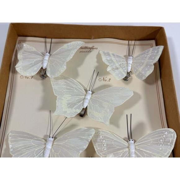 Vintage‎ Set Of 8 by HomArt  White Rice Paper Butterfly Ornaments With Clips - Picture 3 of 8
